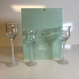 Partylite Iced Crystal Trio Frosted Glass Candle Holders Set Of 3 P9248 Vintage